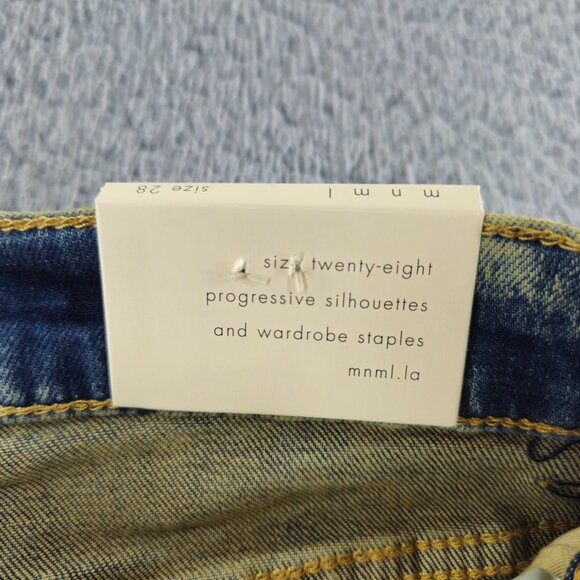 mnml X146 Stretch Denim Jeans Mens 28 Blue Distressed Slim Fit Stacked Skinny - Picture 6 of 16